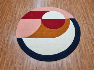 Alfombras estéticas de dormitorio de lana con mechones a mano redondas modernas, alfombra minimalista con mechones - Product Image 6