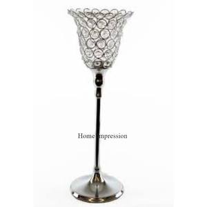 Forma de cilindro largo Suministro directo de fábrica Portavelas con cuentas de cristal de alta calidad estándar para centro de mesa y decoración - Product Image 2