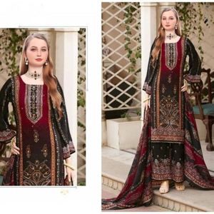 Tissu de sari pour femme en coton imprimé numérique avec broderie Aariwork Jarpan - Moderne, réversible, séchage rapide, infroissable, idéal pour les fêtes - Product Image 1