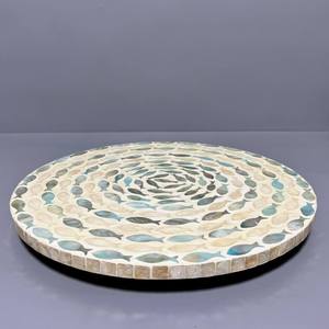 Plateau de service élégant en mosaïque de coquillages nacrés Art Déco avec taille et couleur personnalisables pour la décoration d'événements Vietnam - Product Image 1