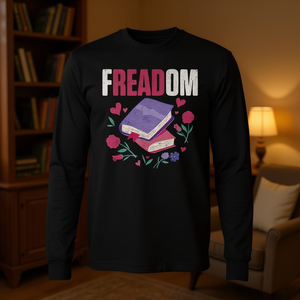 Camiseta de manga larga Freadom con diseño de lectura de libros y libertad de lectura, ropa promocional - Product Image 3