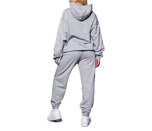 Survêtement d'automne personnalisé pour femme grande taille, 100 % coton, à capuche, avec cordon de serrage, poches latérales, style streetwear, coupe classique, vente en gros - Product Image 5