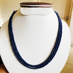 Collar de cuentas de zafiro azul de calidad AAA hecho a mano, tratado con calor Natural con brillo único, cuentas de piedra hermosas y únicas - Product Image 1