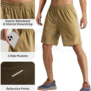 Pantalones Cortos de Malla Tejida a la Moda, Corte Moderno, Transpirables, Ecológicos, Cintura Media Elástica, Estilo Casual Urbano, Ropa de Verano - Product Image 3