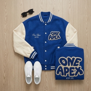 Custom Women's Premium <b>Blue</b> Wool Blend Snap Button Embroidered Streetwear Jacket OEM ODM Private Label Manufacturer - Product Image 6