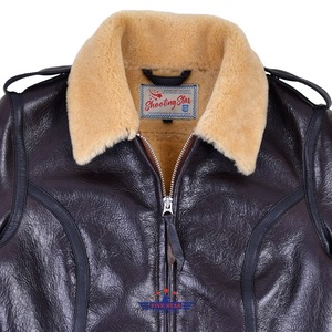 Blouson aviateur en peau de mouton pour femme, cuir véritable, finition respirante, style Bessie Coleman, manteau d'hiver chaud par FiveStar Leather - Product Image 3