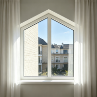 Fenêtre en aluminium de forme spéciale sur mesure, norme européenne, pour projets de construction à l'étranger, vente en gros