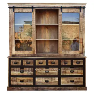 Armadietto di lusso moderno mobile mobile antico reale in legno industriale credenza con porta scorrevole armadio da esposizione