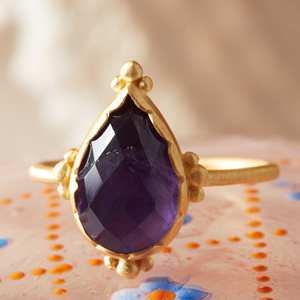 Anillo de Plata de Ley 925 con Amatista Púrpura Natural Facetada, Engaste Pavé, Estilo Vintage, para Fiesta, Venta al Por Mayor - Product Image 2