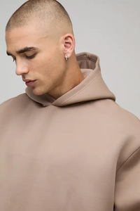 Sweat à capuche pour homme grande taille, tendance hiver 2026, avec appliqué brodé et sérigraphie, 100% coton molletonné épais - Product Image 2