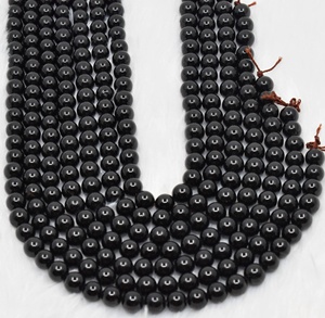 Protection ultime contre la négativité et le stress, perles rondes en tourmaline noire de 8 mm pour la méditation, bijoux - Product Image 1