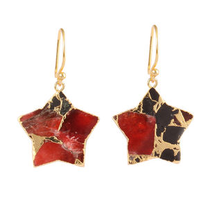 Bijoux à la mode en forme d'étoile Mohave rouge noir cuivre Turquoise boucles d'oreilles pendantes goutte 24k plaqué or oreille fil d'oreille crochet boucle d'oreille - Product Image 1