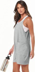 Mono de punto gris sin mangas para mujer, cuello en V, tirantes finos, ajuste holgado con bolsillos, ropa informal para primavera y verano - Product Image 5