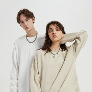 เสื้อยืดผ้าฝ้าย100% สีพื้นสำหรับผู้ชายย้อนยุค310กรัมฟอกสีได้ทรงหลวม - Product Image 3