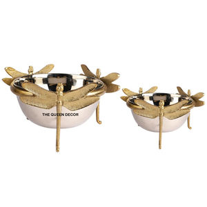 Serve Bowl Coral Aluminum Metal Gold Plated Interior and Exterior Design Party Bowl <b>Gift</b> Decorative Bowl - Product Image 5