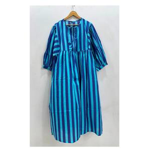 Haute sur demande A-ligne été décontracté coton imprimé robe mi-longue pour les promenades en soirée élégant et confortable - Product Image 1