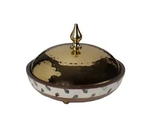 Tazón de Metal para Dátiles con Tapa Plateada y Dorada para Bodas, Hoteles, Mesa, Frutos Secos, Tazón para Servir Dátiles - Product Image 2