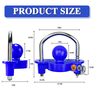 Coupleur universel bleu à verrouillage par boule pour remorques, compatible avec les coupleurs de 1-7/8 et 2-5/16 pouces, accessoire de contrôle de charge - Product Image 3