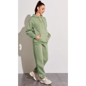 Conjunto Deportivo de Felpa de Algodón Extra Grande para Mujer, Transpirable, Suave, a la Moda, Sudadera y Pantalones para Damas - Product Image 1