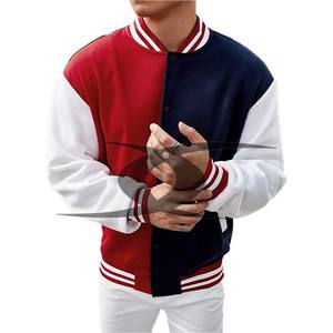 Personnalisé Hommes Vintage Varsity Veste Patchwork En Cuir Broderie Patches Collège Baseball Letterman Couleur Hiver Mouton Bouton - Product Image 1