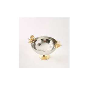 Tazón de fruta y ensalada de acero de alta calidad y soporte de latón Hotel Home Kitchenware Tabletop Solid Brass Serving Bowl Piece - Product Image 1