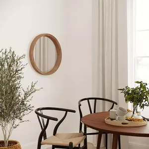 Forte specchio rotondo in legno di Acacia specchi moderni ed eleganti per montaggio a parete in legno naturale per soggiorno in vendita