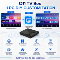 Boîtier TV Q11 Android 14.0 S905X4 4 Go 32 Go 4K 1000M LAN Wi-Fi 5G BT Widevine L1 1 pièce MOQ Logo personnalisé DIY Lanceur domestique Gestion CMS