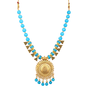 Bijoux vintage bleu ciel oxydé avec motif soleil rond doré pour les occasions festives, principalement en alliage - Product Image 4