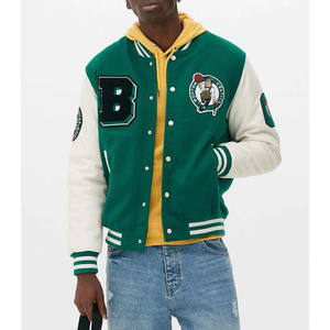 Blouson en cuir premium style Letterman pour homme, streetwear, hiver, couleur personnalisable, sportswear, col montant, logo frontal, prix usine - Product Image 4