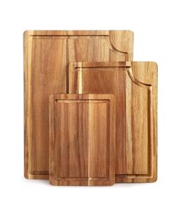 Juego de tablas de cortar de madera de acacia con ranura para jugo (3 piezas) tablas de cortar de madera orgánica para corte de bloques de carnicero de cocina - Product Image 1