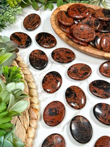 Vente en gros de pierre naturelle d'obsidienne en acajou 35x45mm pour la guérison pierre de pouce d'amour Feng Shui en cristal Chakra Reiki - Product Image 2