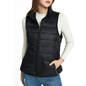Veste sans manches matelassée pour femme, personnalisable, à col montant, à capuche, avec fermeture éclair, respirante, écologique, haute qualité, vente chaude - Product Image 1