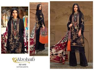 Setelan Pakistan bordir hitam & emas elegan Alzohaib AZ 1148 katun koleksi Dupatta untuk wanita anak perempuan - Product Image 2