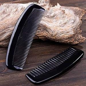 Peigne en corne véritable de marque privée, vintage, manche long naturel, peigne en corne de haute qualité, dents en corne de bœuf, peigne en bois de santal d'Inde - Product Image 2