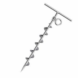 Ancla <span class=keywords><strong>de</strong></span> suelo <span class=keywords><strong>de</strong></span> acero inoxidable 316 con espiral completa y mango en T, tipo tornillo para arena, para tiendas <span class=keywords><strong>de</strong></span> campaña, kayaks, motos acuáticas y fijación en playa - Product Image 2