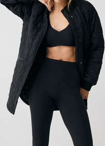 แจ็กเก็ตสายยาวลายควิลท์ประดับเพชรสำหรับผู้หญิงคอปกสูงและกระเป๋าแบบมีฝาปิดสำหรับใส่ลำลองมีโลโก้ออกแบบได้ตามต้องการ - Product Image 5