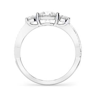 Bague de fiançailles RITZIN à trois pierres en diamant de laboratoire, or rose, coupe ronde, torsadée, pour femme - Product Image 3