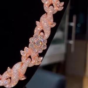 Último collar de eslabones de cadena cubana multicolor pesado chapado en oro rosa de 10/14/18/mm para mujer - Product Image 2