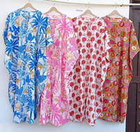 Vente en gros Caftan en coton Caftan indien à fleurs Long Caftan Robe pour les mamans Vêtements de nuit pour la plage Vêtements d'été Caftan