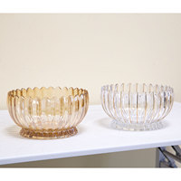 Luckygoods QT260099 Vente en gros de bols en verre côtelé à bord doré, bols à collation en verre ambré transparent pour la maison, l'hôtel et les mariages