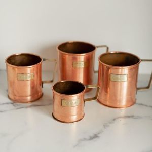 Set Of 4 Copper Ingredients Measuring Cups With Brass Handle Round Shape Measuring Cups At Best Price In India - Product Image 3