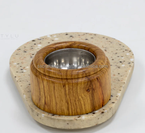 Quemador de incienso de bandeja de resina de lujo con aspecto de mármol y base de madera | Estilo árabe Bakhoor Mabkhara Metal Madkhan para decoración del hogar - Product Image 4