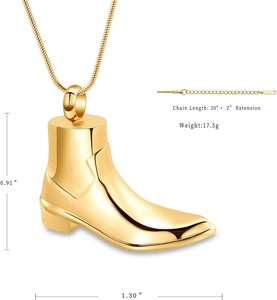 สร้อยคอใส่เถ้ากระดูกรูปรองเท้าใส่เถ้ากระดูกที่ระลึกสำหรับใส่รองเท้าเครื่องประดับโกศสีทองขนาดเลือกได้ตามต้องการ - Product Image 2