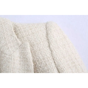 Veste de blazer de bureau à revers cranté à manches longues en coton respirant pour femmes - Product Image 6