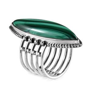 Bague d'articulation Malachite de luxe pour les femmes déclaration grande bague de fiançailles en pierre à la main cadeau de Pâques vert audacieux pour elle - Product Image 3