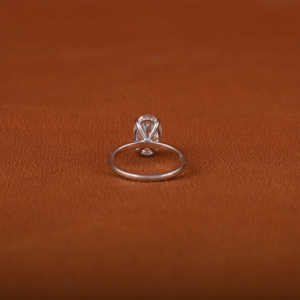 Anillo de compromiso chapado en oro macizo de 14 quilates, estilo clásico de lujo, certificado IGI, corte ovalado, laboratorio, pequeño bisel de diamante, anillos finos - Product Image 4