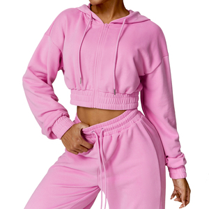 Sudadera con capucha y cremallera bordada con lavado ácido a la moda, ajuste holgado, manga larga, sólido para entrenamientos de Fitness, tela polar - Product Image 4