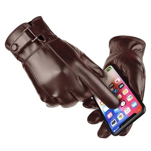 Gants en cuir véritable pour hommes Noir Peau de mouton véritable Outdoor Cycling Driving Motorcycle Winter - Product Image 4