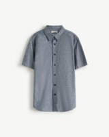 Chemise en jean décontractée pour homme à manches courtes, ajustée, respirante, écologique, séchage rapide, motif 3D, lavage chimique, col rabattu, automne