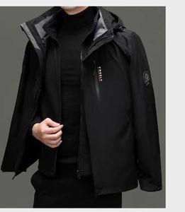 2025 nouveaux hommes 2-en-1 hiver doudoune XL cuir chauffant coupe-vent épais polaire chaud coton longue moto fermeture éclair matériel - Product Image 3